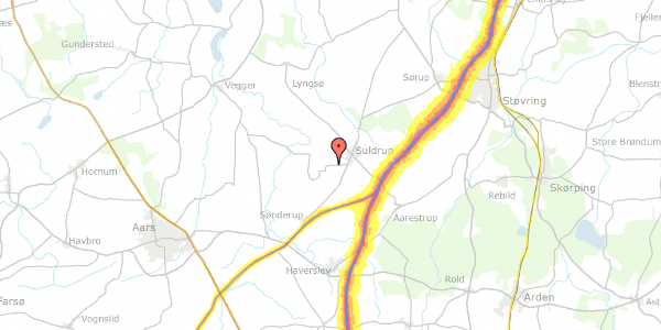 Trafikstøjkort på Rodstedvej 18, 9541 Suldrup