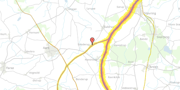 Trafikstøjkort på Rykkumvej 8, 9541 Suldrup