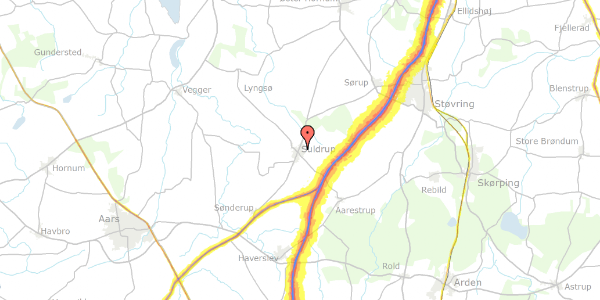 Trafikstøjkort på Stadionvej 19, 9541 Suldrup