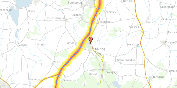 Trafikstøjkort på Støvringparken 1, st. th, 9530 Støvring