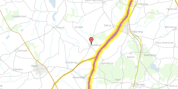 Trafikstøjkort på Veggerbyvej 34, 9541 Suldrup