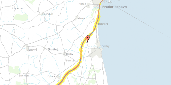 Trafikstøjkort på Bouetvej 10, 9300 Sæby