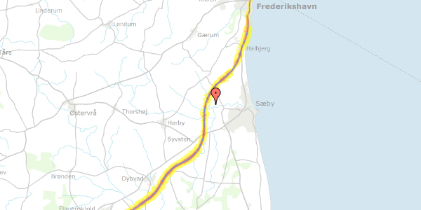 Trafikstøjkort på Ousenvej 21, 9300 Sæby