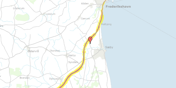 Trafikstøjkort på Øksenhedevej 4, 9300 Sæby