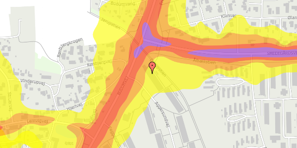 Trafikstøjkort på Aggersundvej 3, st. th, 9220 Aalborg Øst