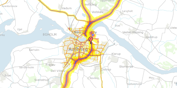 Trafikstøjkort på Ahornvej 21, 9000 Aalborg