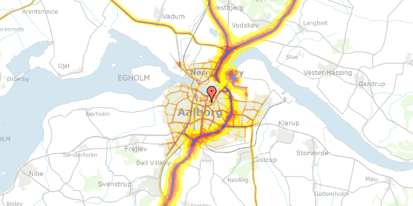 Trafikstøjkort på Amagergade 11, 1. th, 9000 Aalborg