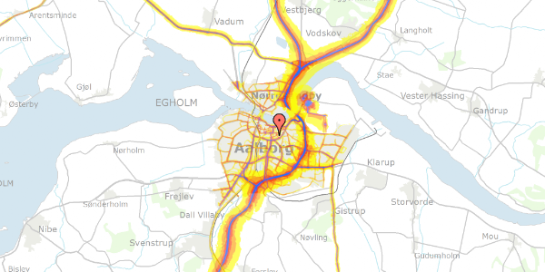 Trafikstøjkort på Amagergade 13, 1. th, 9000 Aalborg