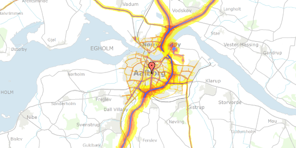 Trafikstøjkort på Asylvej 6, 9000 Aalborg