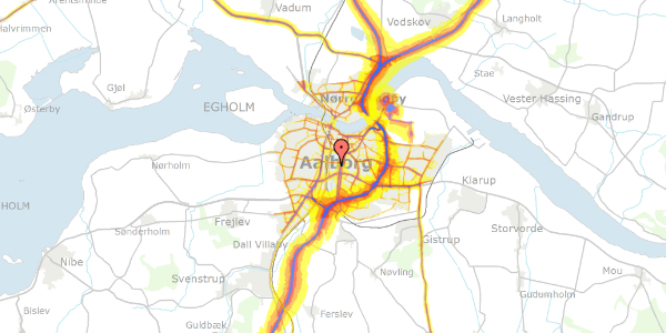 Trafikstøjkort på Asylvej 19, 9000 Aalborg