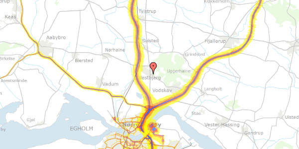 Trafikstøjkort på Bakkelyvej 4, 9380 Vestbjerg