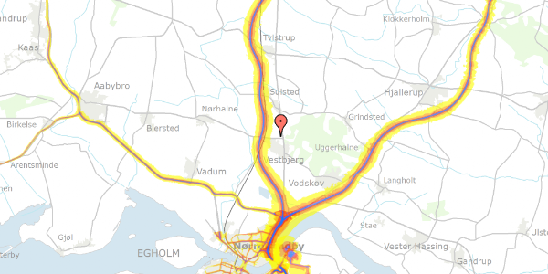 Trafikstøjkort på Bakmøllevej 267, 9380 Vestbjerg