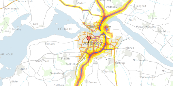 Trafikstøjkort på Bejsebakkevej 64, 9000 Aalborg