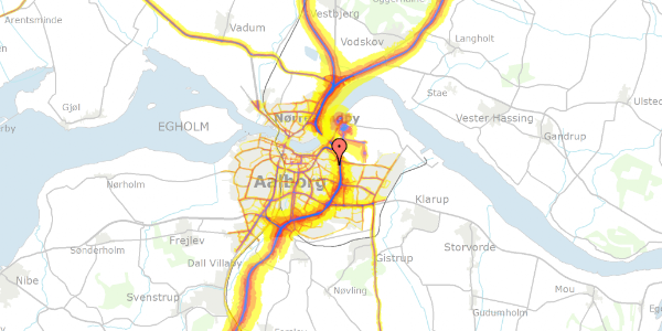 Trafikstøjkort på Birkevej 32, 9000 Aalborg