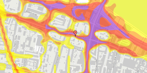 Trafikstøjkort på Borgergade 23, 1. tv, 9000 Aalborg