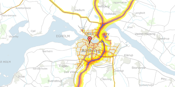 Trafikstøjkort på Borgmestervænget 10, 1. tv, 9000 Aalborg