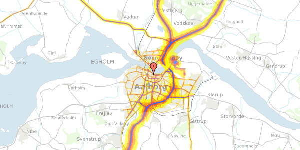 Trafikstøjkort på Boulevarden 1A, 2. tv, 9000 Aalborg