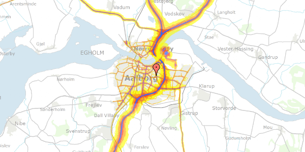 Trafikstøjkort på Bygholmen 11, 9000 Aalborg