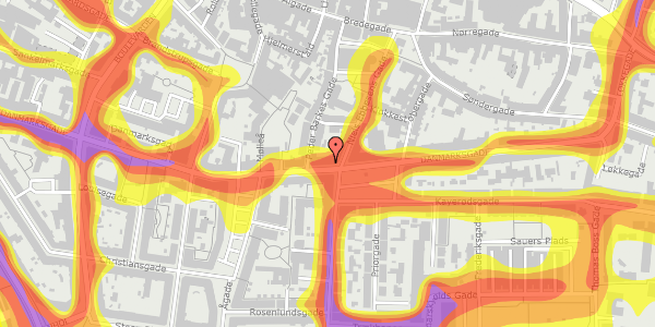 Trafikstøjkort på Danmarksgade 35, 3. 3, 9000 Aalborg