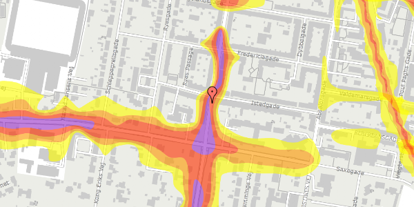 Trafikstøjkort på Dannebrogsgade 9, 2. th, 9000 Aalborg