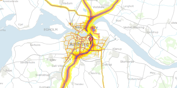 Trafikstøjkort på Doravej 57, 1. tv, 9000 Aalborg