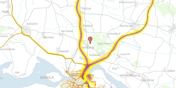 Trafikstøjkort på Egelundsvej 12, 9380 Vestbjerg