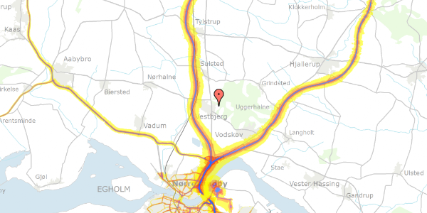 Trafikstøjkort på Egelundsvej 16B, 9380 Vestbjerg