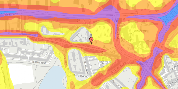 Trafikstøjkort på Estlandsgade 1, 2. tv, 9000 Aalborg