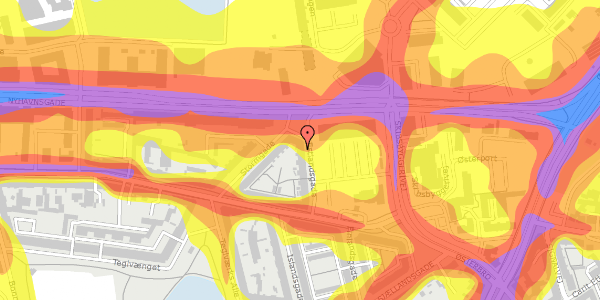 Trafikstøjkort på Estlandsgade 13, 2. th, 9000 Aalborg