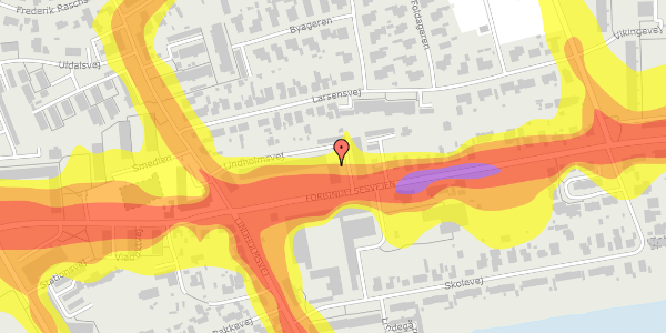 Trafikstøjkort på Forbindelsesvejen 16, st. th, 9400 Nørresundby