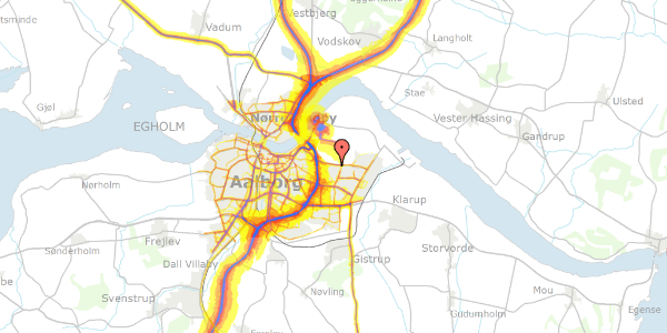 Trafikstøjkort på Forårsvej 94, 9220 Aalborg Øst