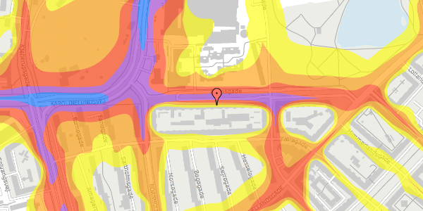 Trafikstøjkort på Fyensgade 28, st. th, 9000 Aalborg