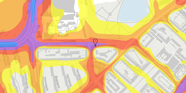 Trafikstøjkort på Fyensgade 44, 1. th, 9000 Aalborg