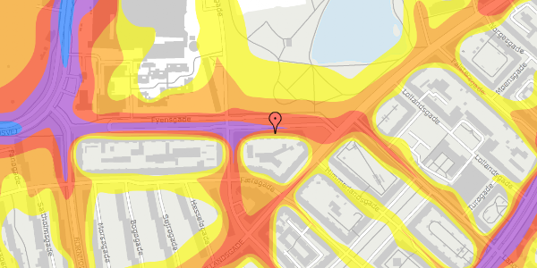 Trafikstøjkort på Fyensgade 52, 4. th, 9000 Aalborg