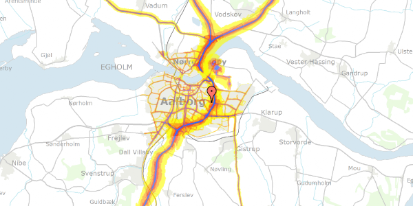 Trafikstøjkort på Gudrunvej 6, 9000 Aalborg