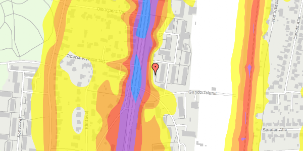 Trafikstøjkort på Gundorfslund 27A, 9000 Aalborg