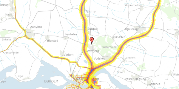 Trafikstøjkort på Hanebjælken 53, 9380 Vestbjerg