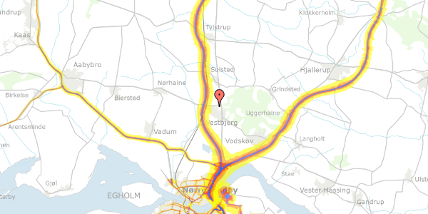 Trafikstøjkort på Hanebjælken 141, 9380 Vestbjerg