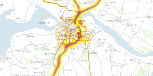 Trafikstøjkort på Haraldsvej 27, 9000 Aalborg