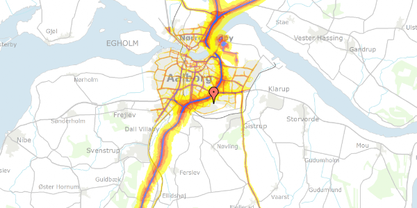 Trafikstøjkort på Heravej 41, 9210 Aalborg SØ