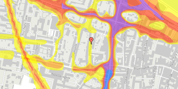 Trafikstøjkort på Holbergsgade 10, st. , 9000 Aalborg