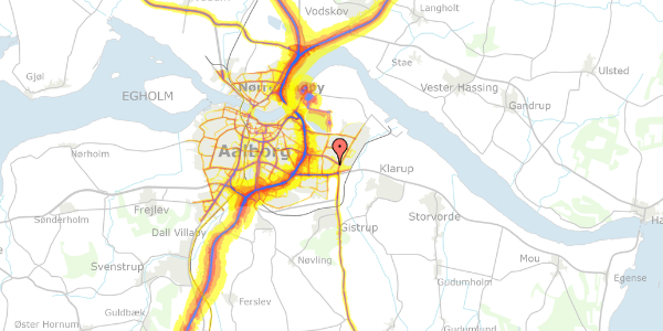 Trafikstøjkort på Hvalpsundvej 138, 9220 Aalborg Øst