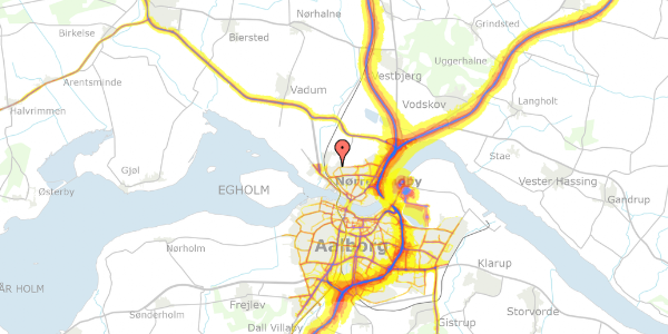 Trafikstøjkort på Højens Alle 15, 9400 Nørresundby