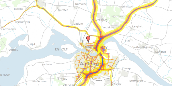 Trafikstøjkort på Højens Alle 32, 9400 Nørresundby