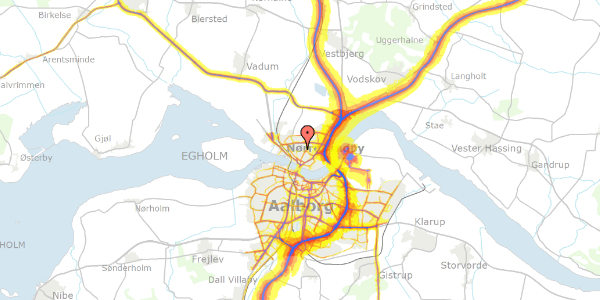 Trafikstøjkort på Højvangsvej 34A, 9400 Nørresundby