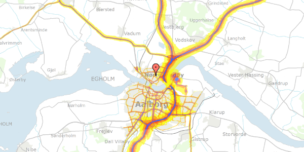 Trafikstøjkort på Højvangsvej 39, 9400 Nørresundby