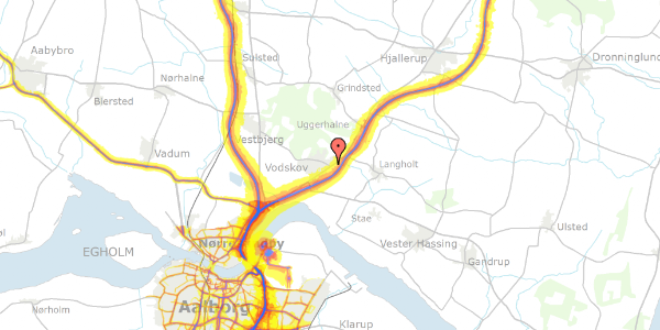 Trafikstøjkort på Jens Viges Vej 3, 9310 Vodskov