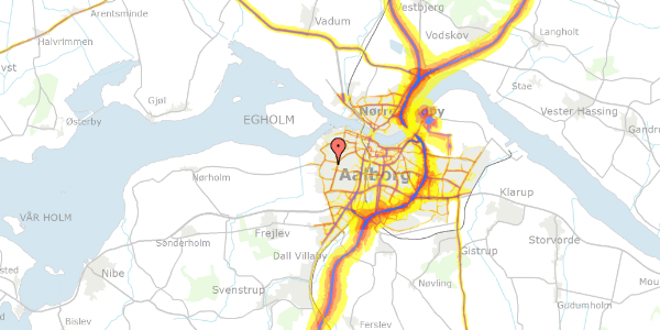 Trafikstøjkort på Jeppevej 1, 9000 Aalborg