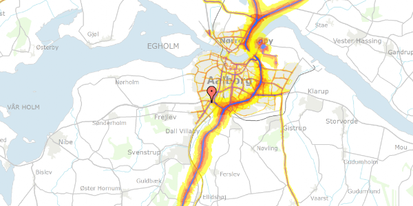 Trafikstøjkort på Johannes V. Jensens Vej 30, 9200 Aalborg SV