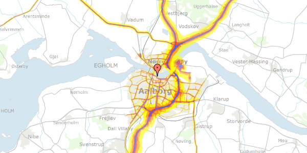 Trafikstøjkort på Jomfru Ane Gade 12, st. th, 9000 Aalborg